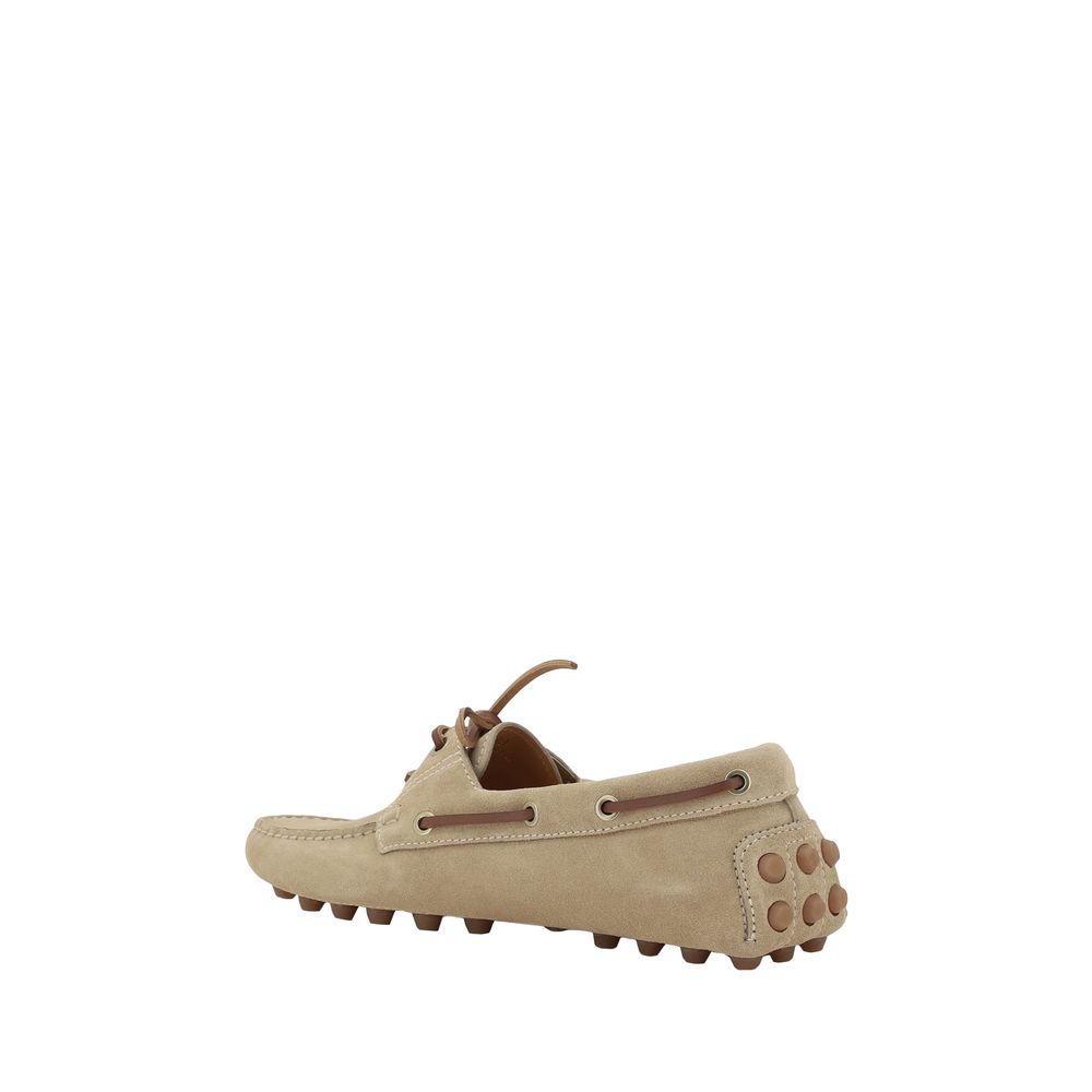 Tod's Beige Calf Leather Bos Taurus Slip-On Loafers