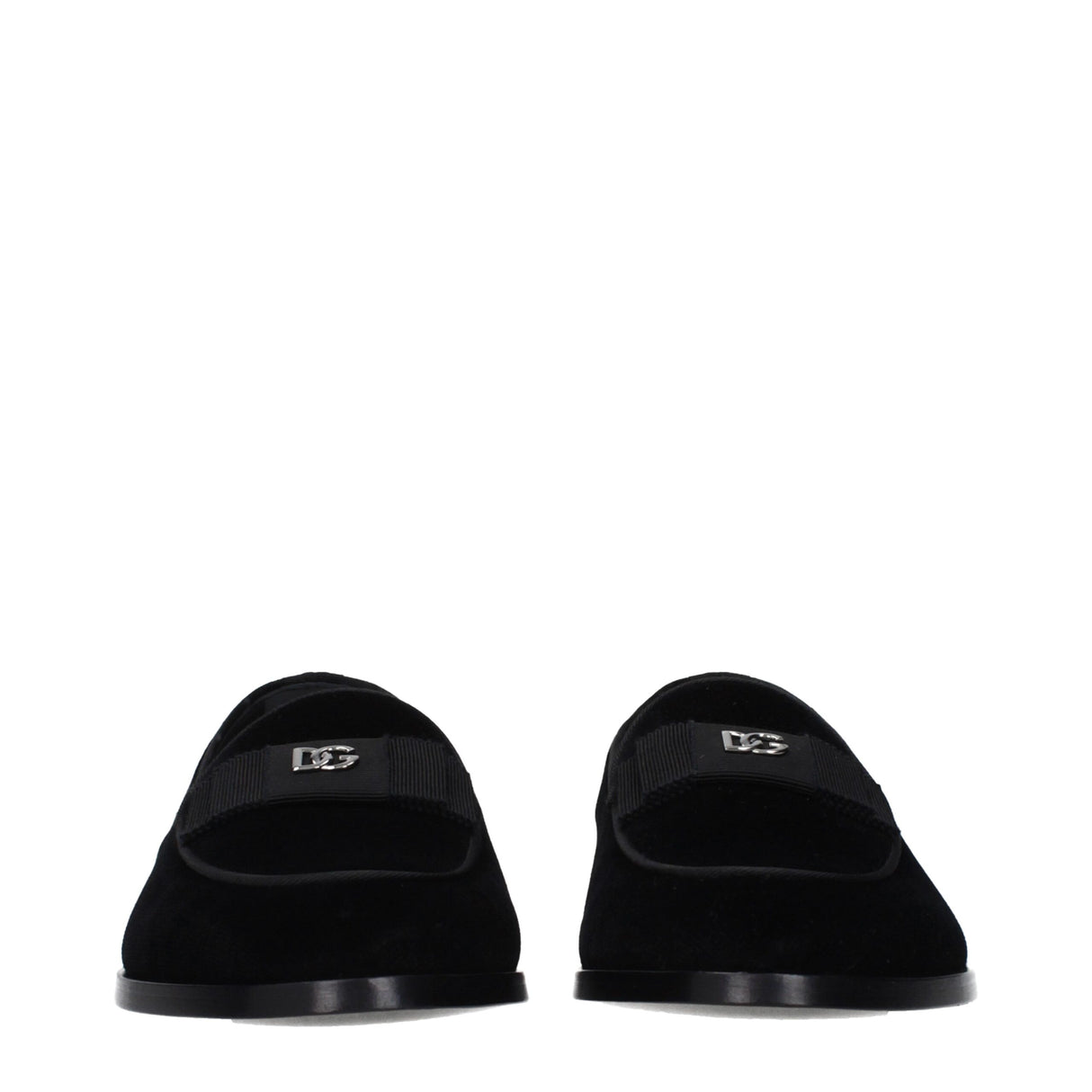 Dolce & Gabbana Black Velvet Slip-On Loafers