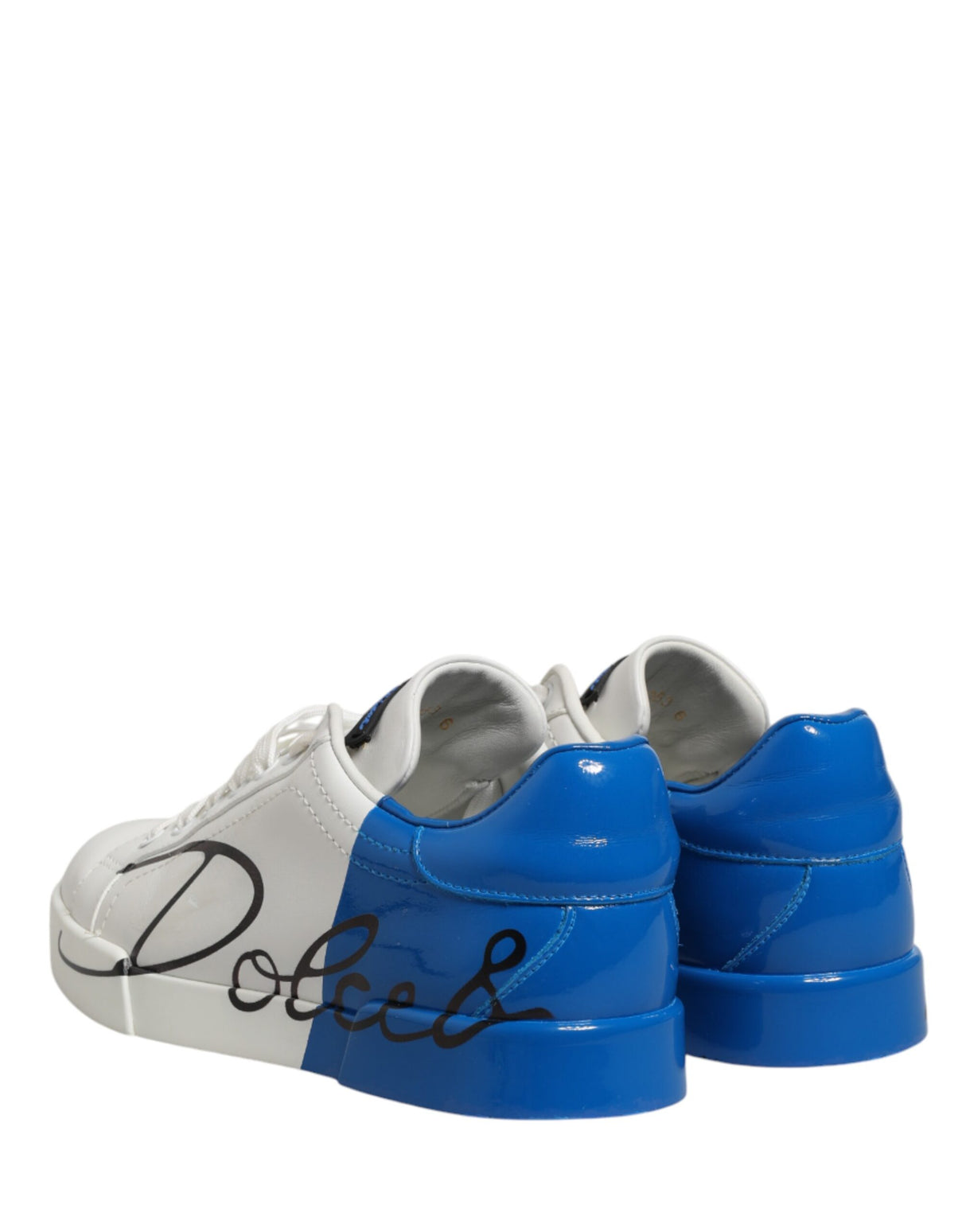 Dolce & Gabbana White Blue Portofino Low Top Sneakers Shoes