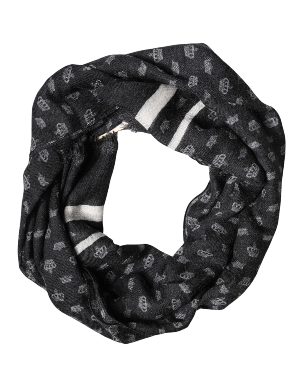 Dolce & Gabbana Black Crown Cashmere Neck Wrap Shawl Scarf