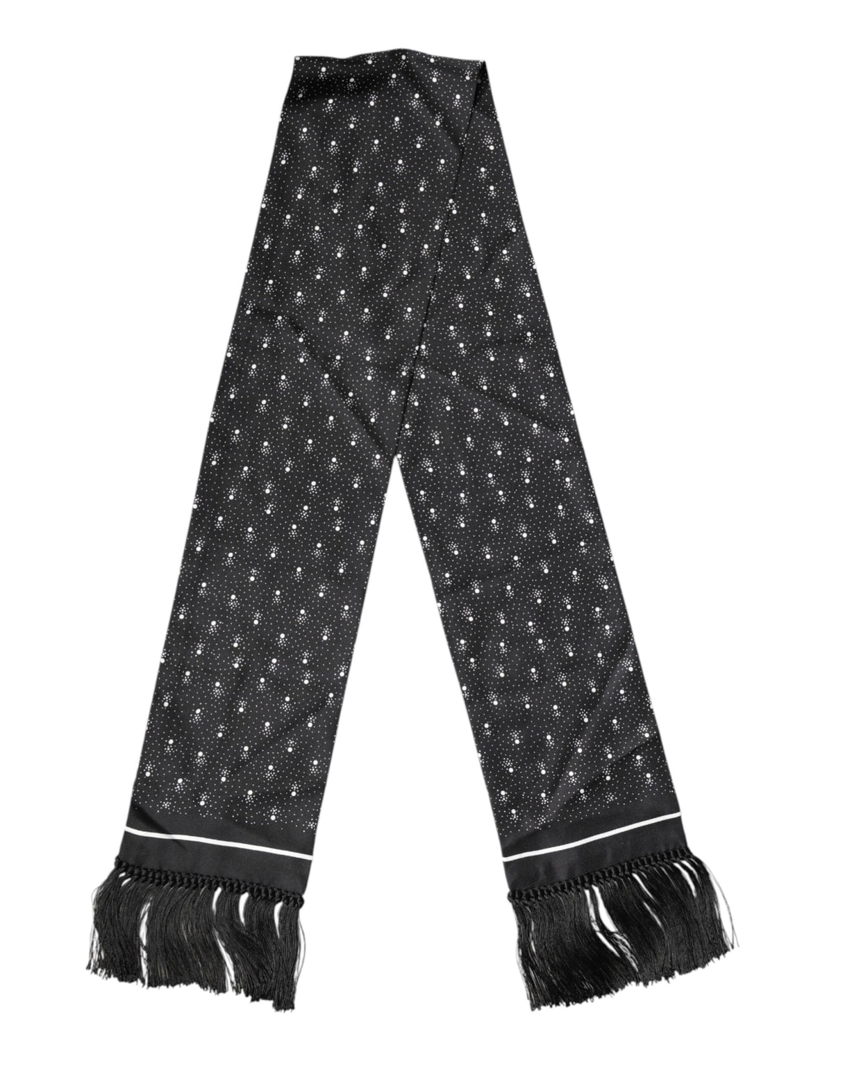 Dolce & Gabbana Black Silk Dotted Men Neck Wrap Shawl Scarf