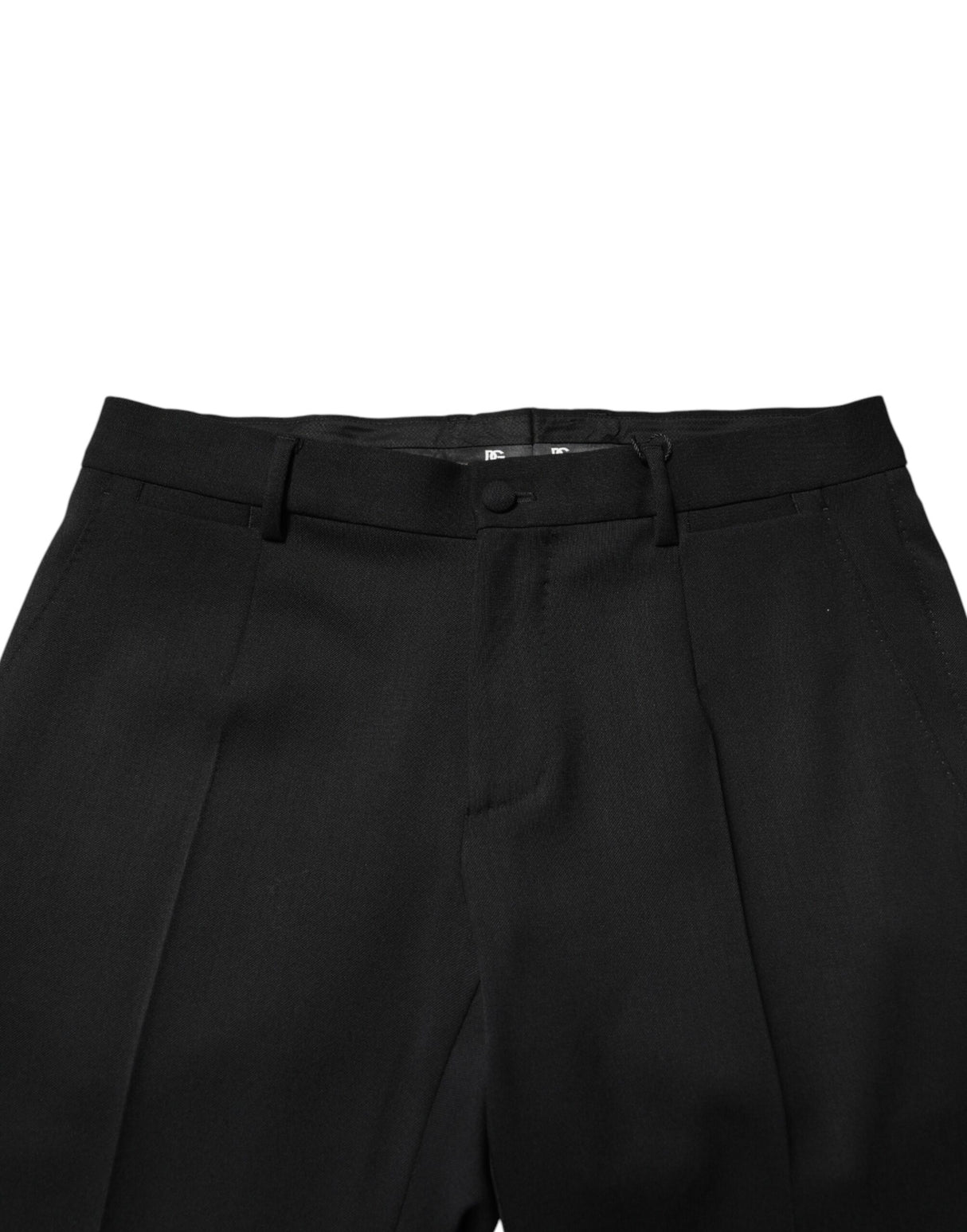 Dolce & Gabbana Black Wool Mid Waist Men Dress Trousers Pants