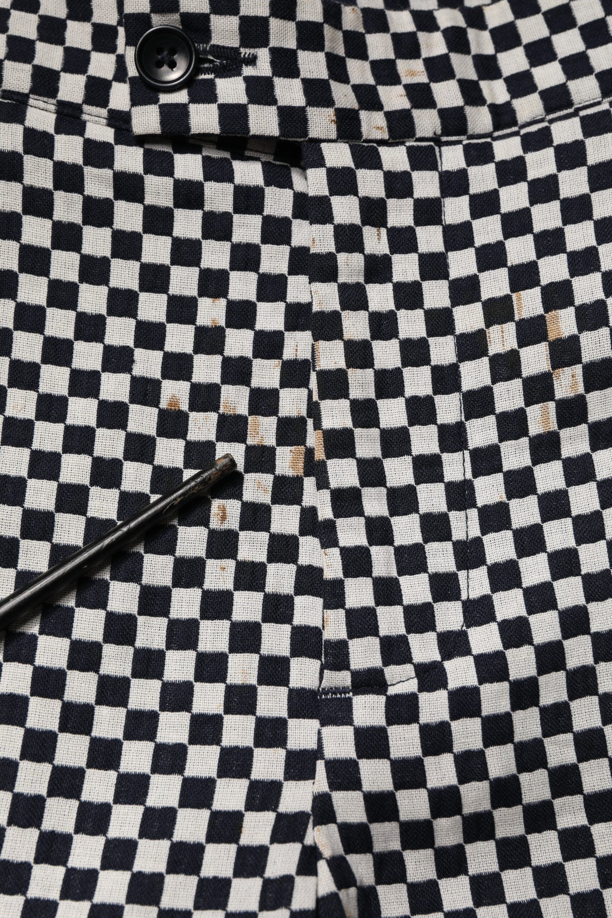 Daniele Alessandrini Black White Checkered Men Cropped Pants