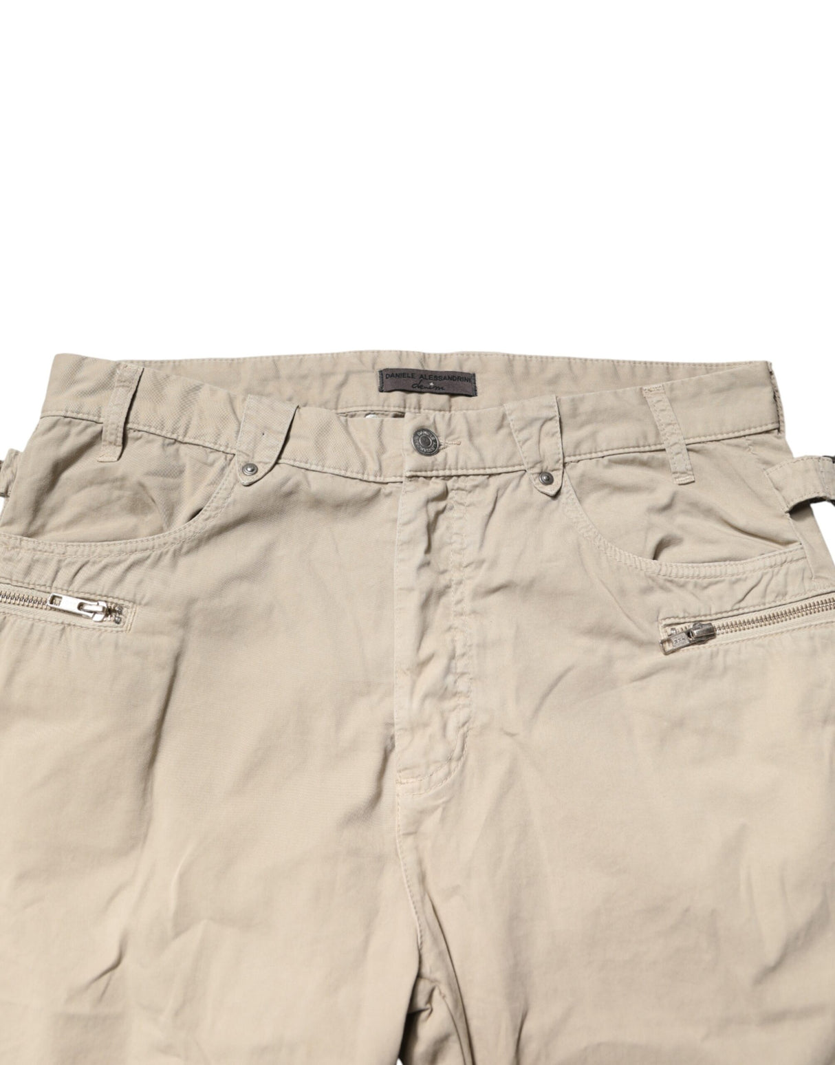 Daniele Alessandrini Beige Cotton Mid Waist Straight Men Denim Jeans