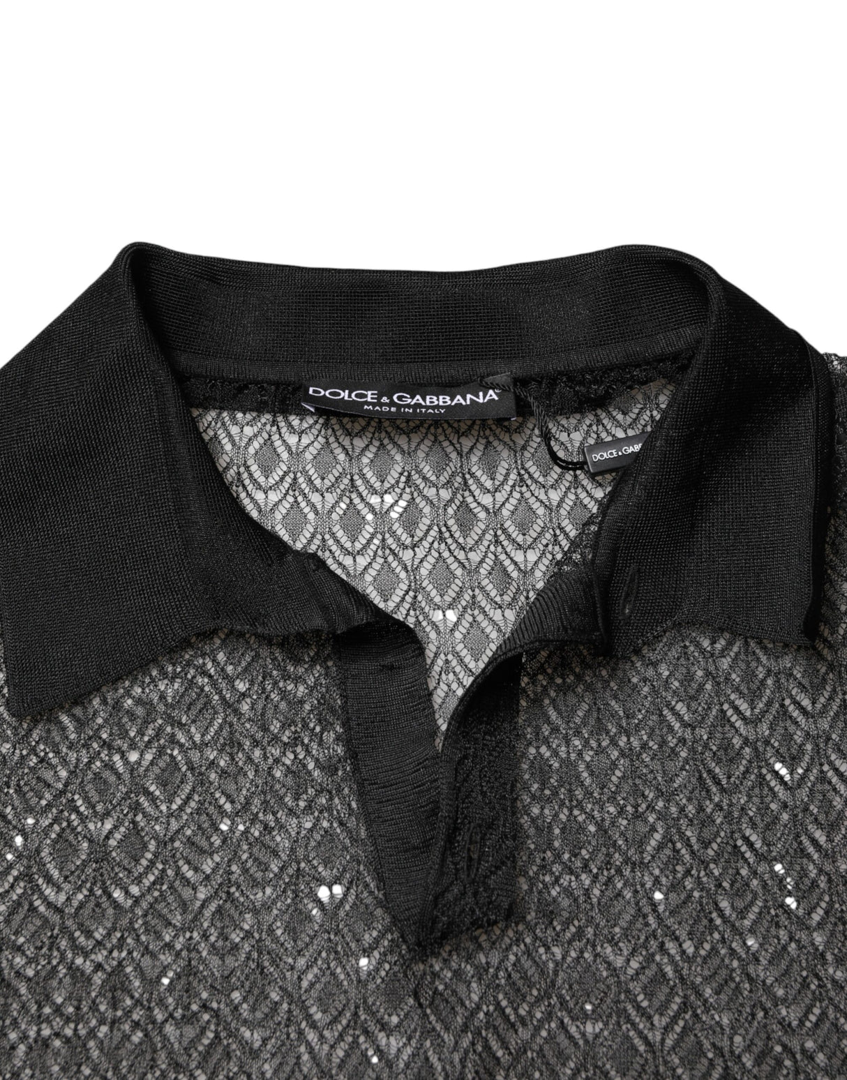 Dolce & Gabbana Black Sheer Short Sleeves Casual Polo Top