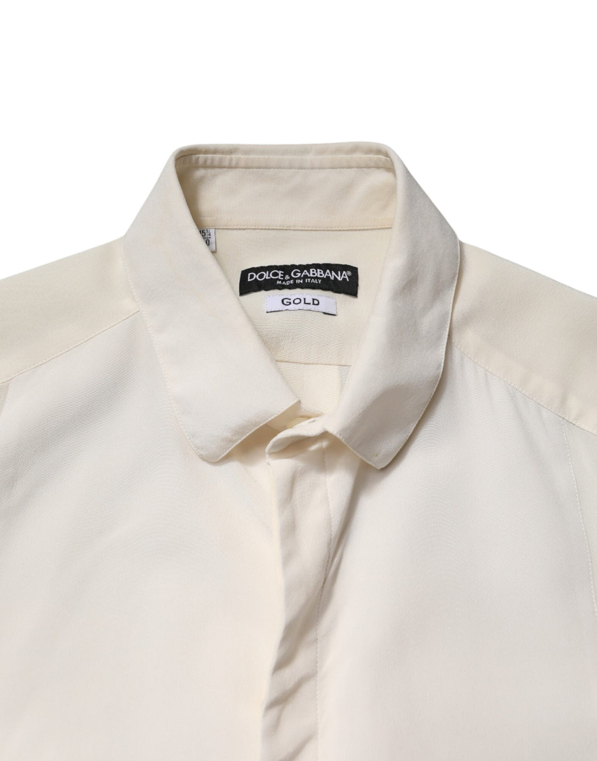 Dolce & Gabbana Off White Silk Men GOLD Dress Formal Shirt