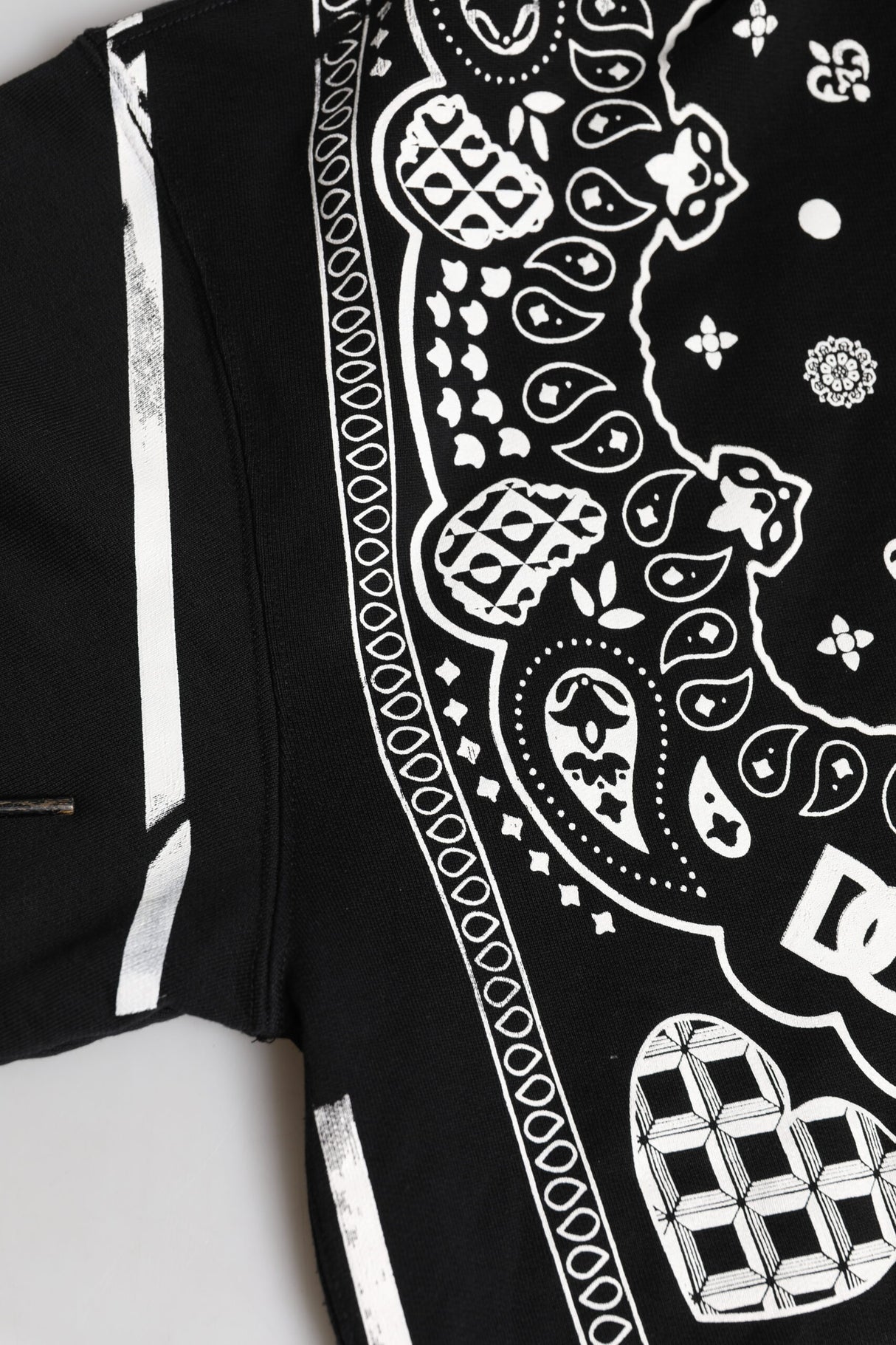 Dolce & Gabbana Black Bandana Hooded Men Sweatshirt Sweater