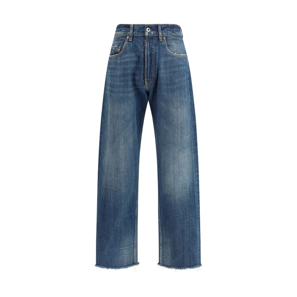 Margiela Blue Cotton Straight-Leg Jeans