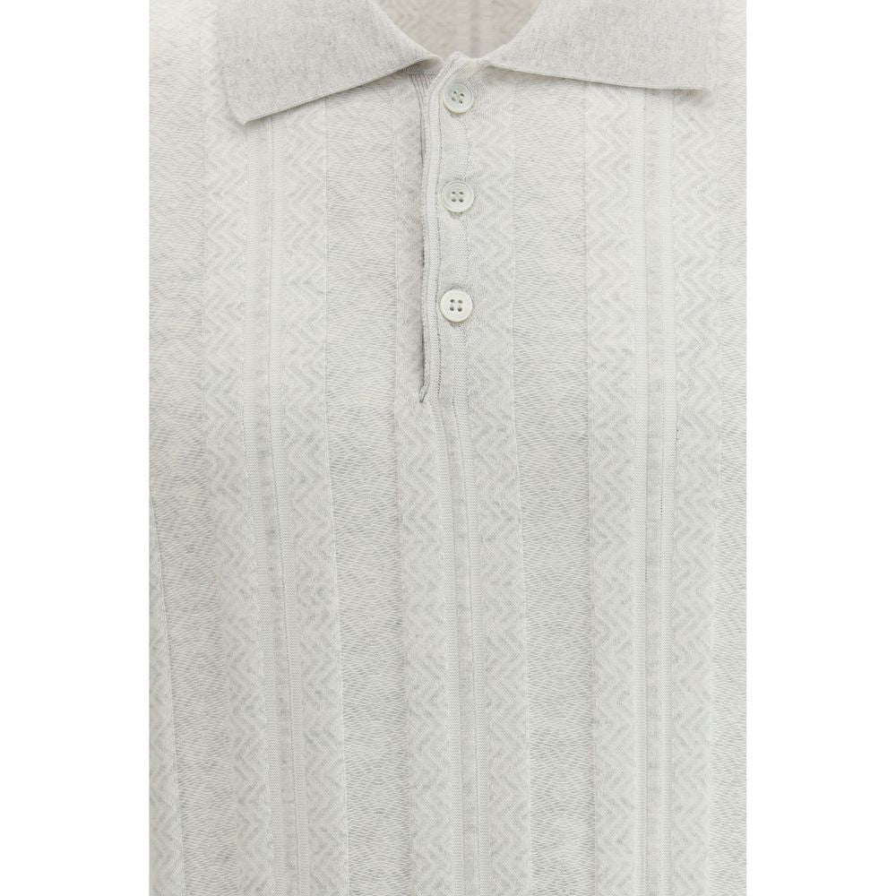 Brunello Cucinelli Gray Cotton Polo Shirt