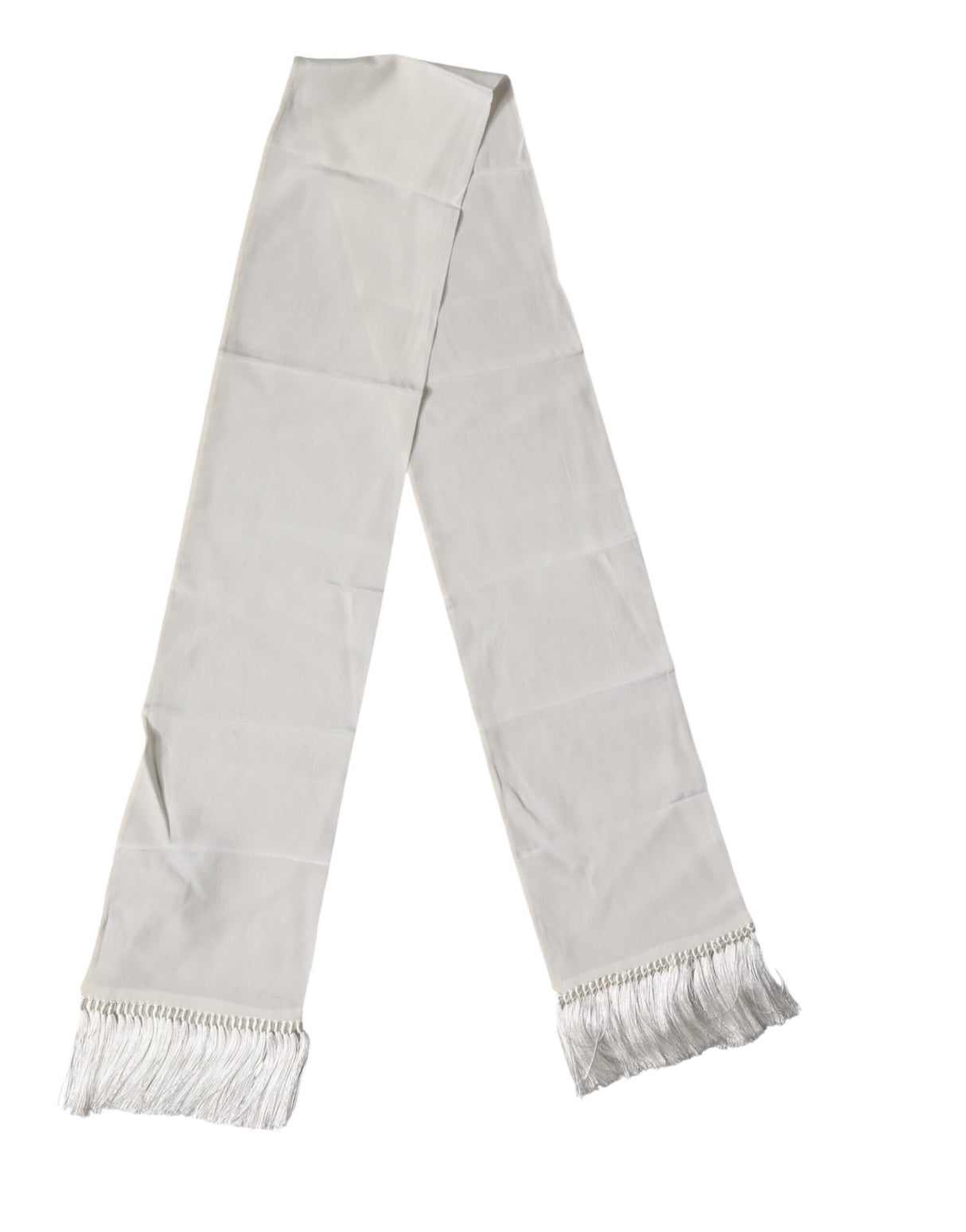 Dolce & Gabbana White Silk Fringes Neck Wrap Foulard Scarf