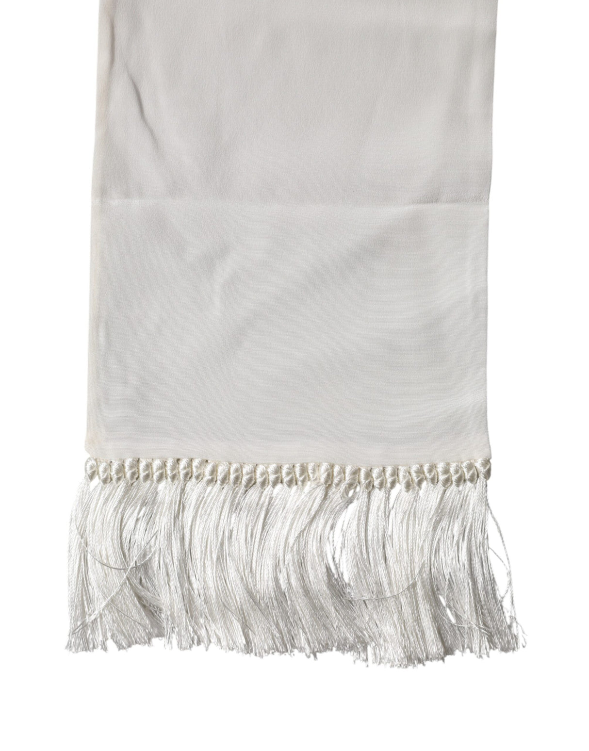 Dolce & Gabbana White Silk Fringes Neck Wrap Foulard Scarf