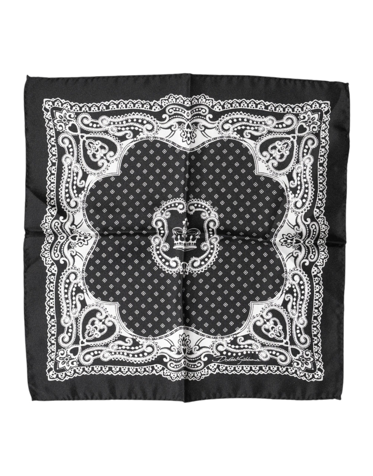 Dolce & Gabbana Black Bandana Print Square Handkerchief Scarf