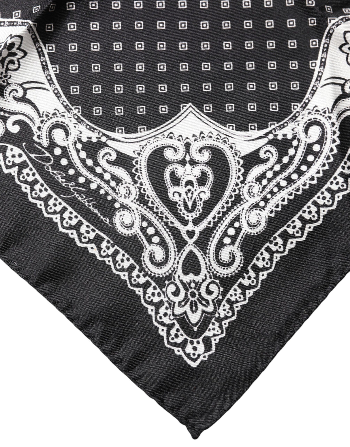 Dolce & Gabbana Black Bandana Print Square Handkerchief Scarf