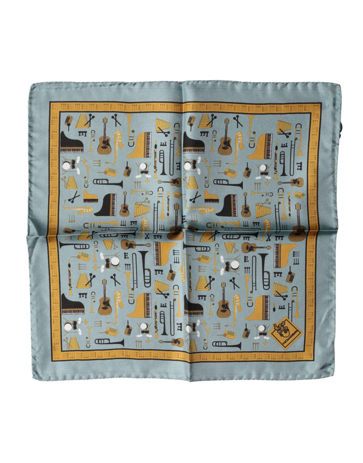 Dolce & Gabbana Blue Jazz Club Square Handkerchief Scarf
