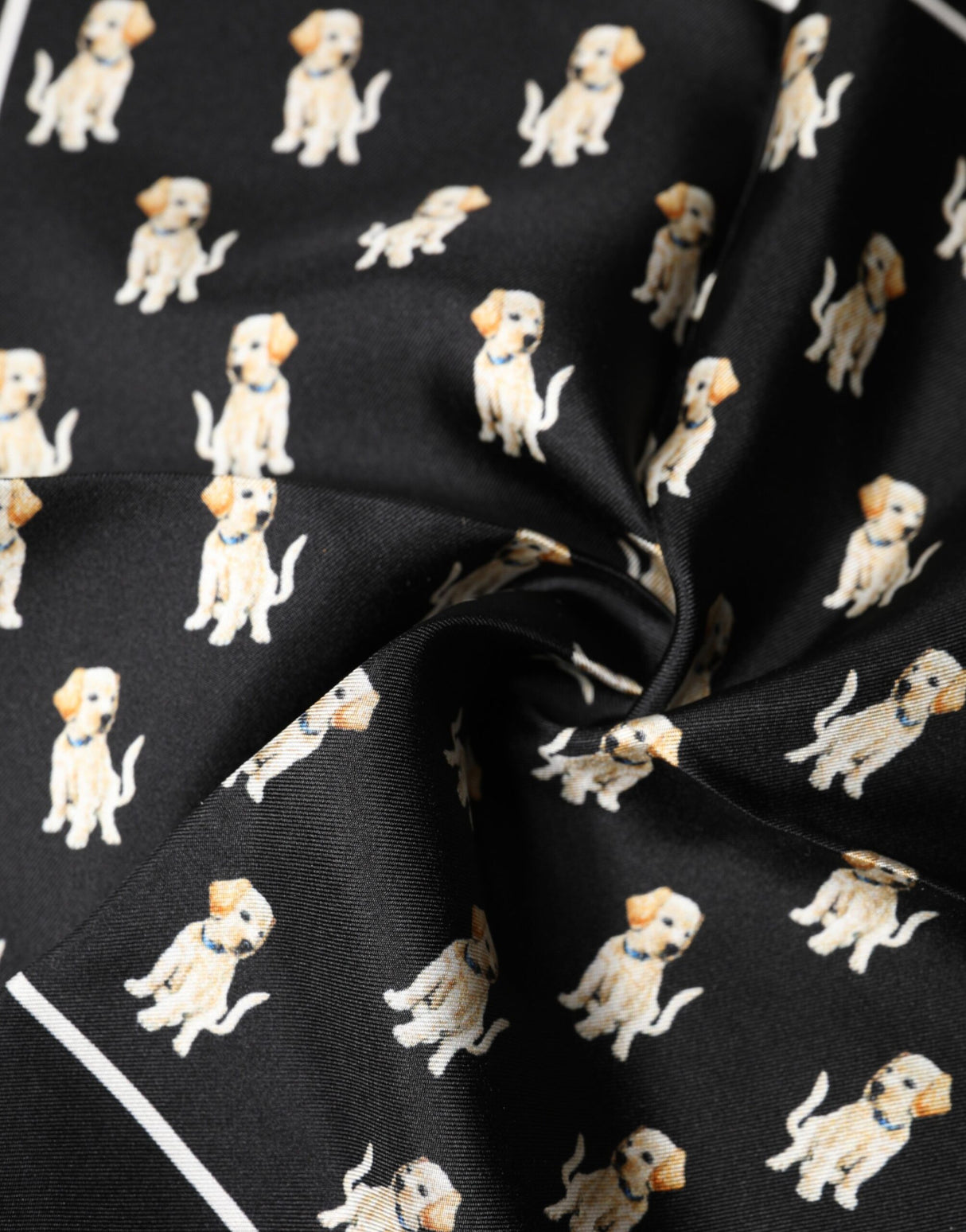 Dolce & Gabbana Black Dog Print Square Handkerchief Scarf