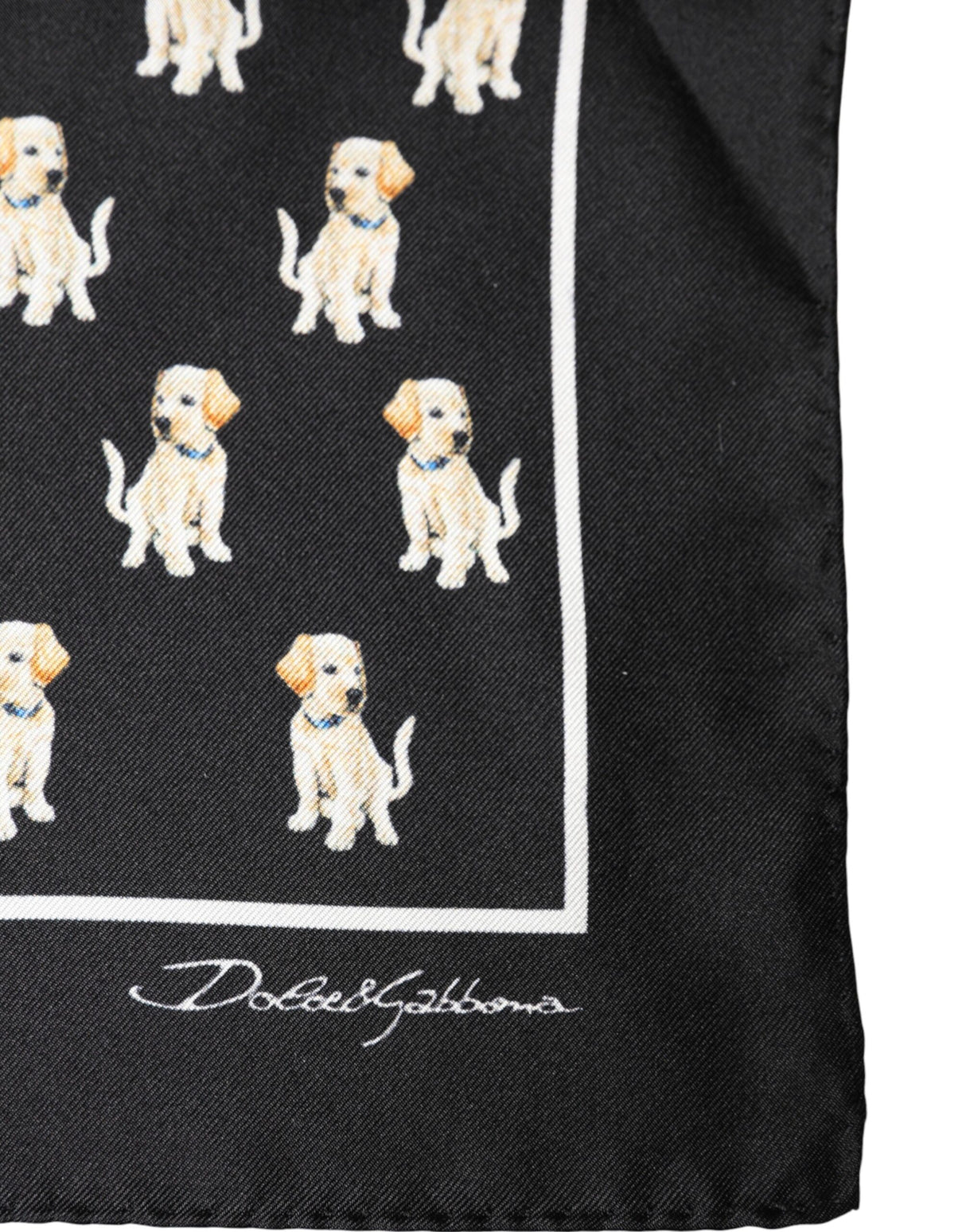 Dolce & Gabbana Black Dog Print Square Handkerchief Scarf