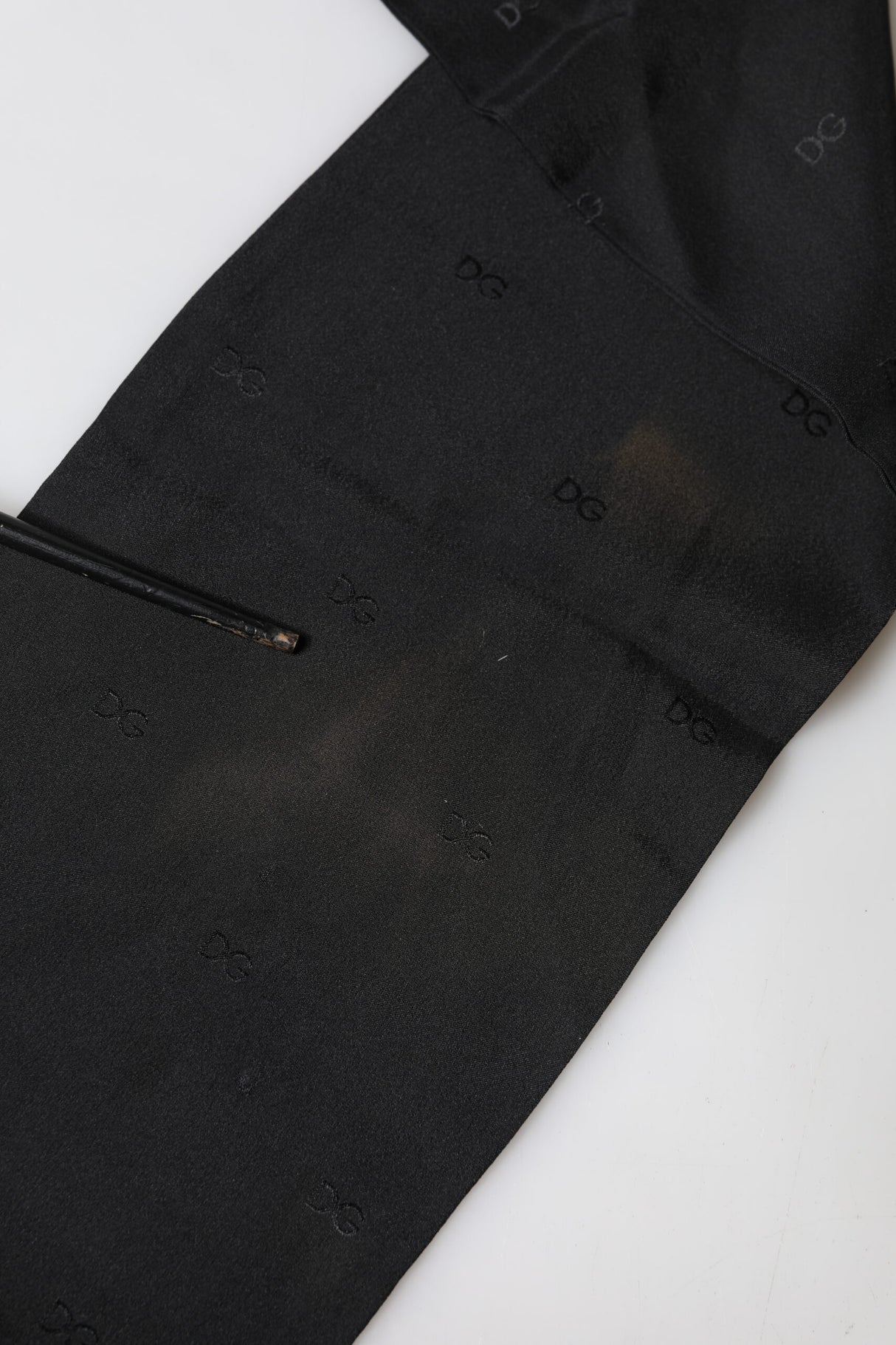 Dolce & Gabbana Black Logo Silk Fringes Neck Foulard Scarf