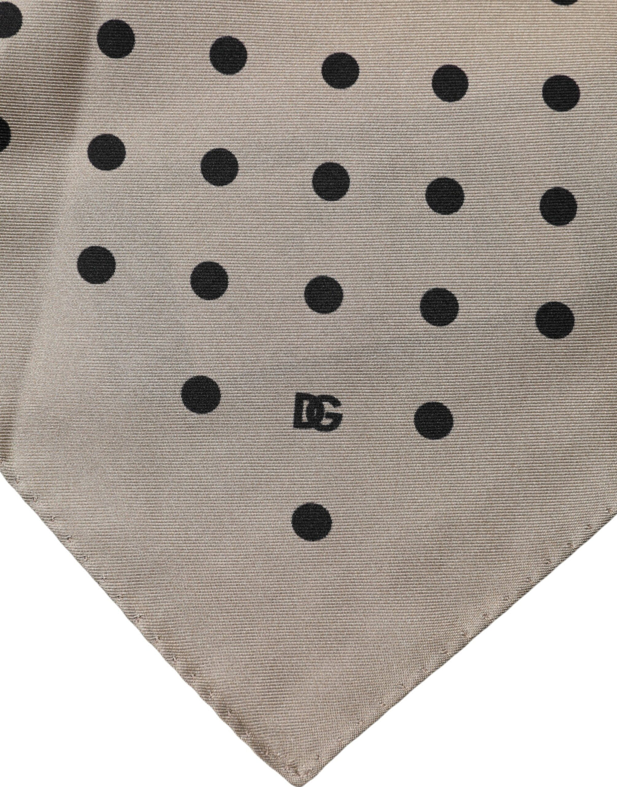 Dolce & Gabbana Brown Polka Dot Square Handkerchief Scarf