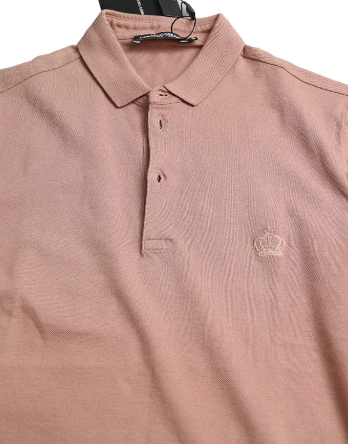Dolce & Gabbana Pink Collared Short Sleeve Crown Men Polo T-shirt