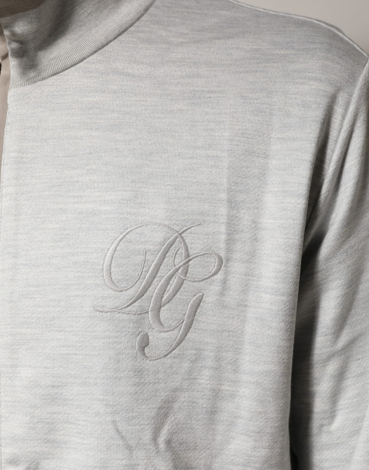 Dolce & Gabbana Light Gray Cotton Zipped Cardigan Sweater