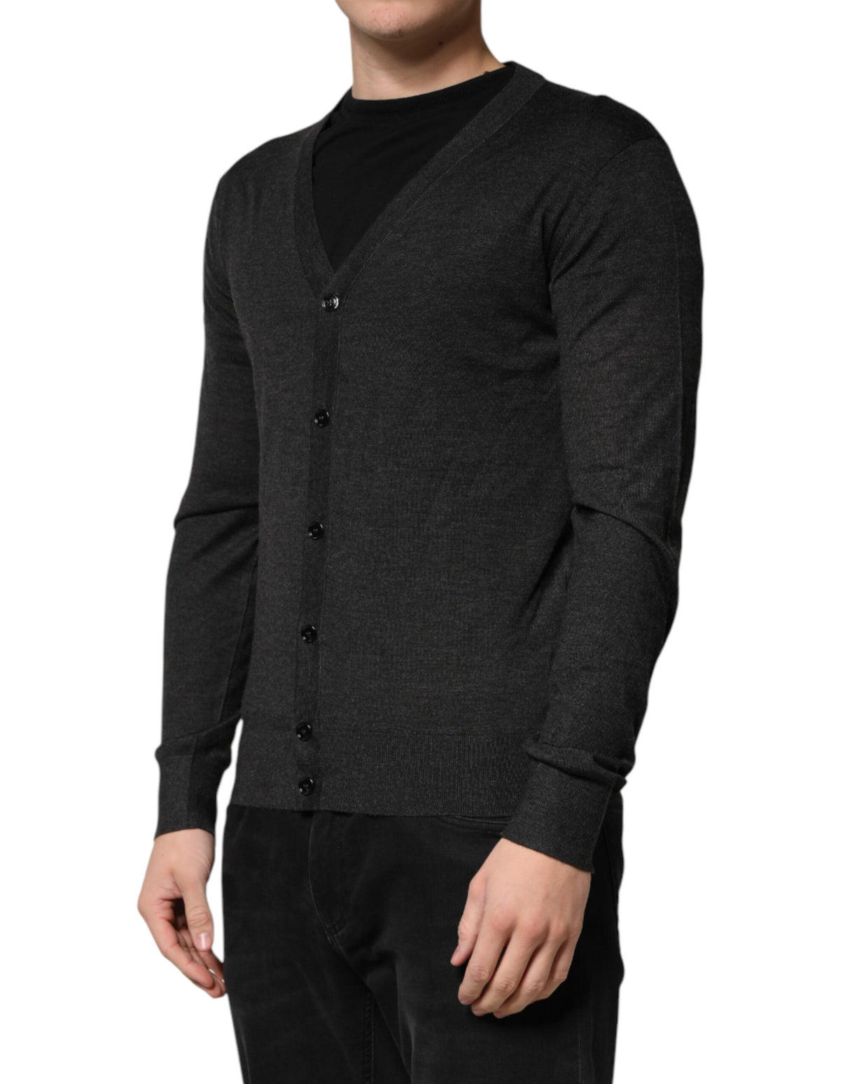 Dolce & Gabbana Black Cashmere Buttoned Men Cardigan Sweater