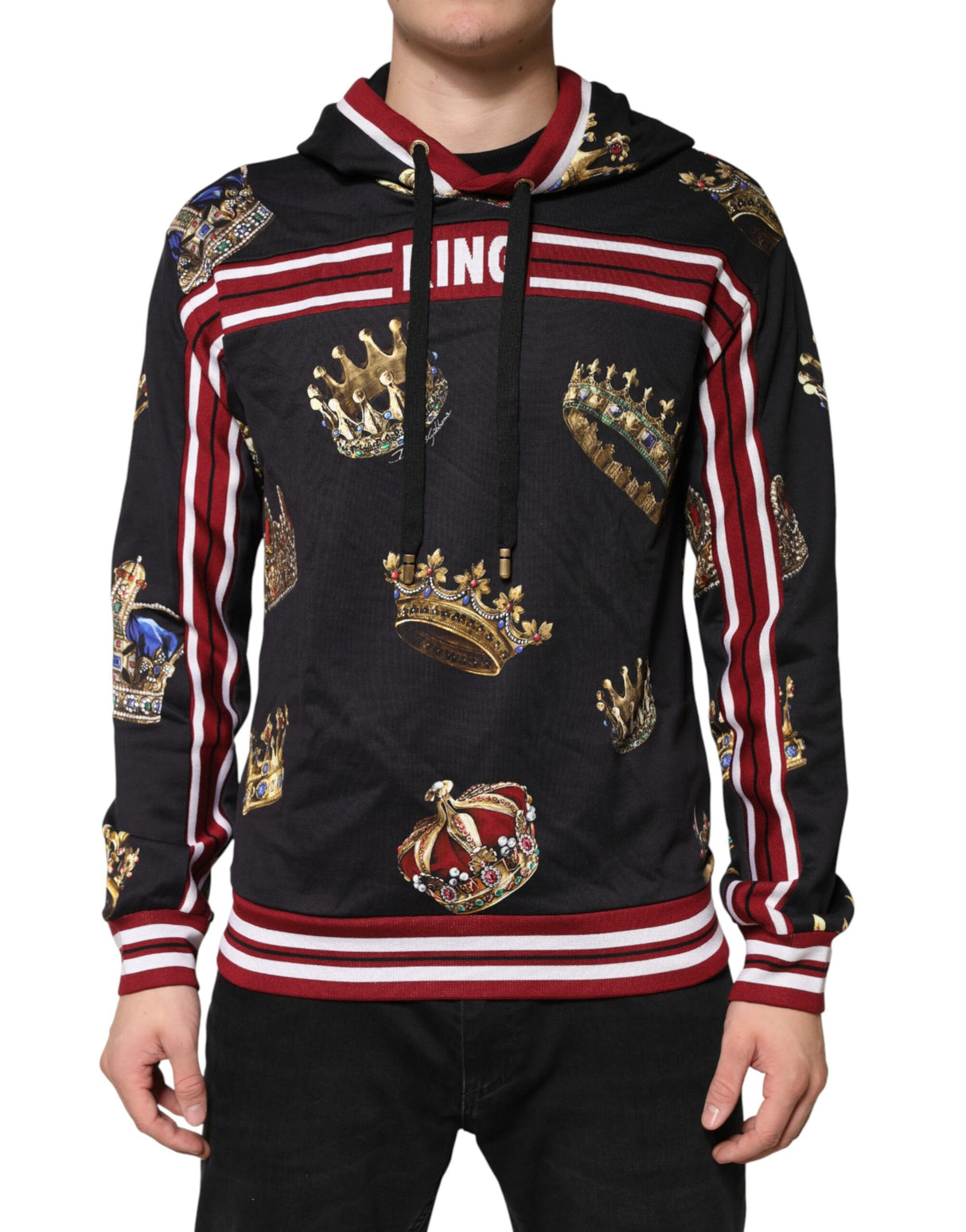 Dolce & Gabbana Black King Crown Hooded Sweatshirt Sweater