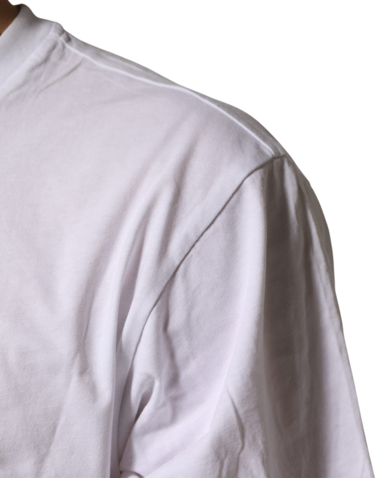 Dolce & Gabbana White Graphic Cotton Men Crew Neck T-shirt