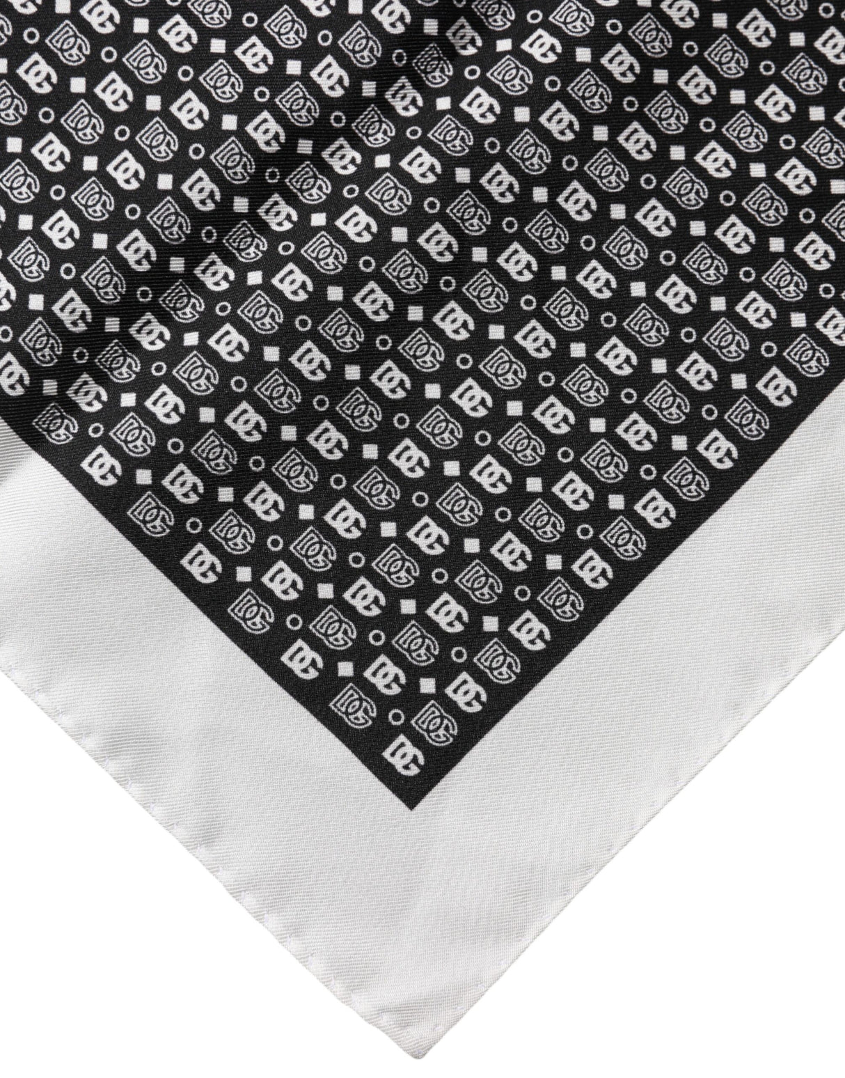 Dolce & Gabbana White Black Patterned Square Foulard Scarf