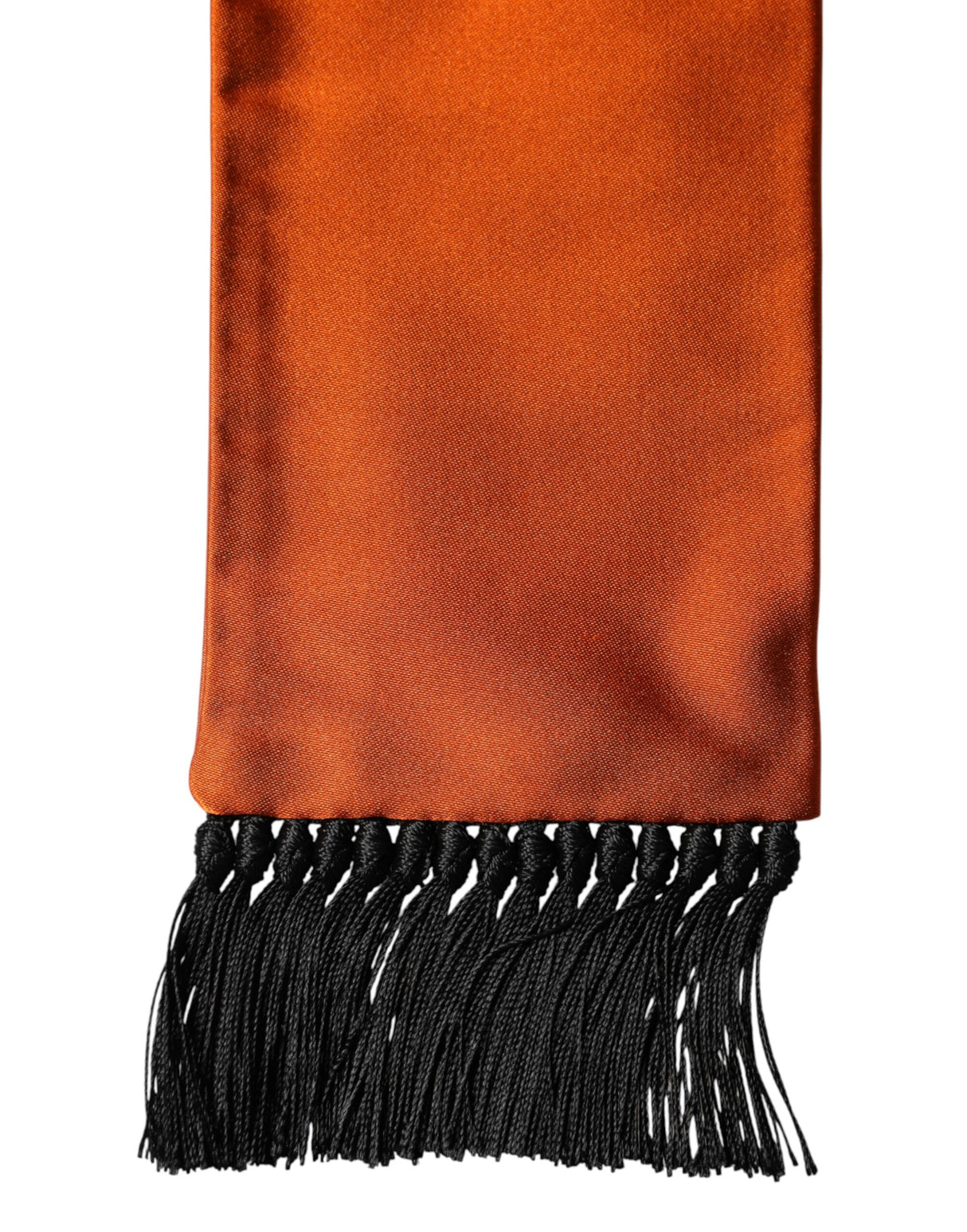 Dolce & Gabbana Orange Silk Fringes Neck Wrap Foulard Scarf
