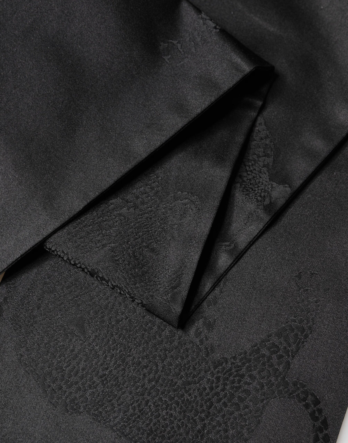 Dolce & Gabbana Black Satin Silk Fringes Neck Foulard Scarf