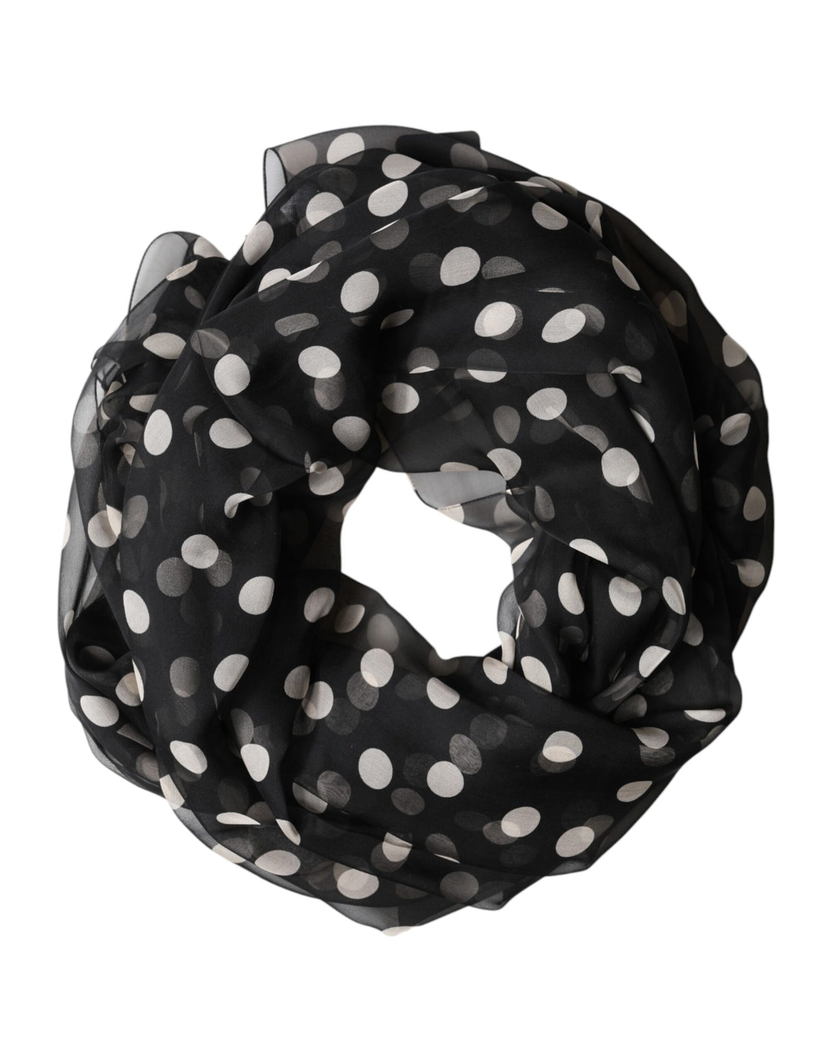 Dolce & Gabbana Black Polka Dot Silk Neck Wrap Shawl 205cm x 137cm Scarf