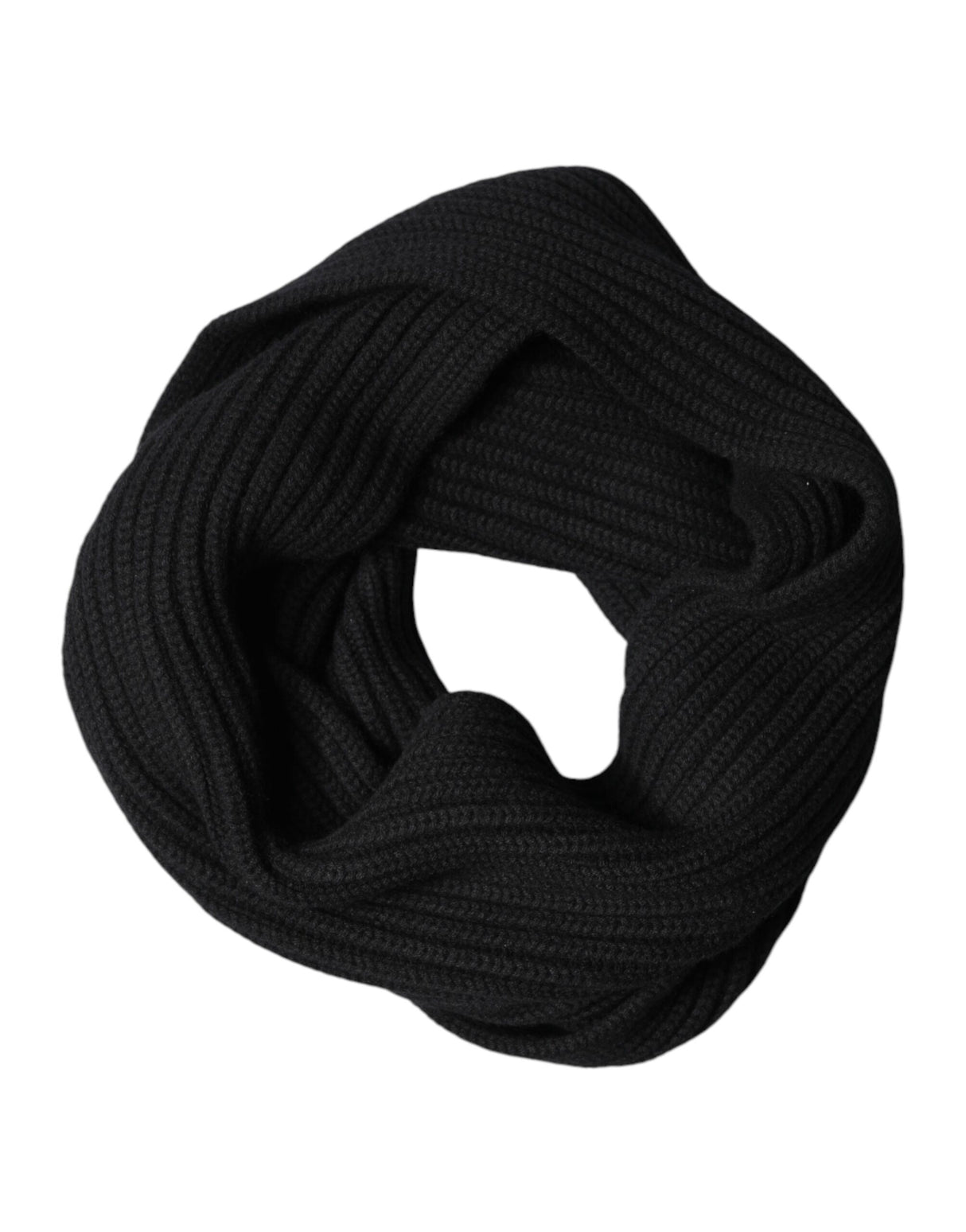 Dolce & Gabbana Black Cashmere Knit Neck Wrap Shawl 202cm x 26cm Scarf