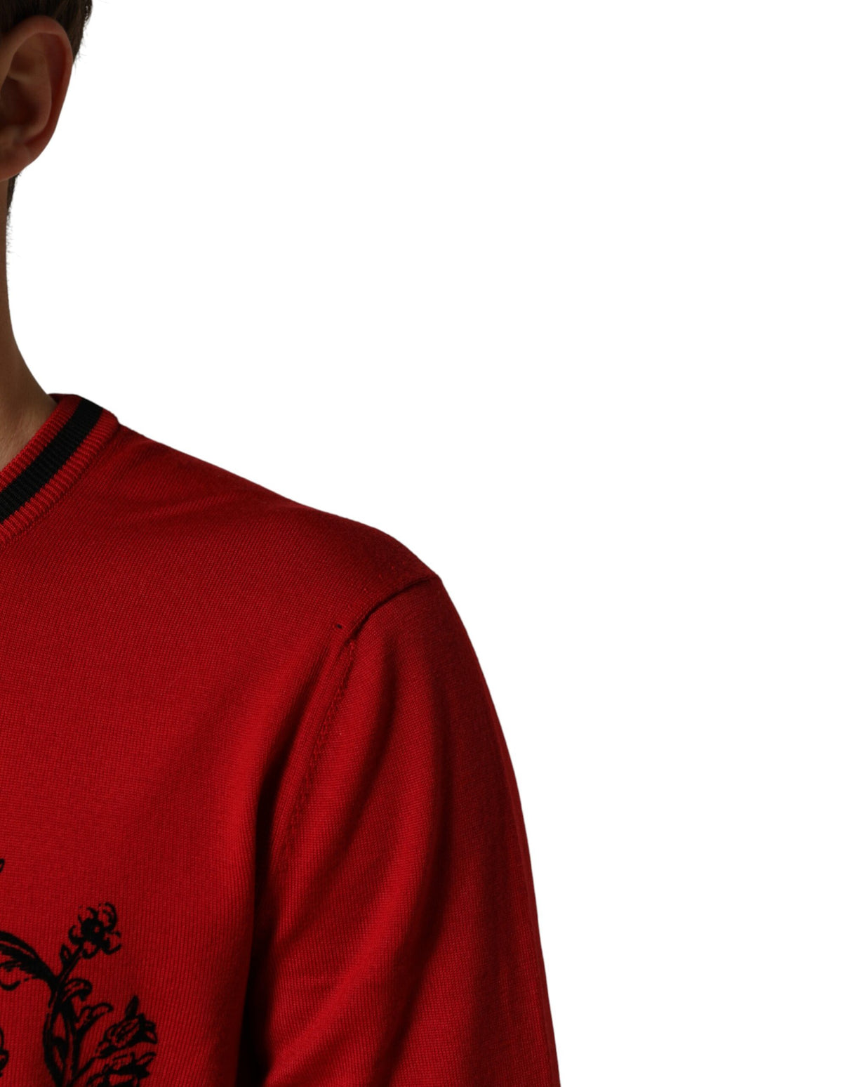 Dolce & Gabbana Red Lion Crown Logo Wool Crewneck Sweater