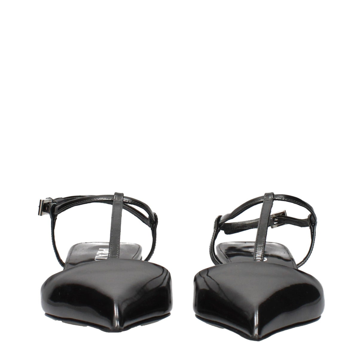 Prada Gray Leather Flat Sandals