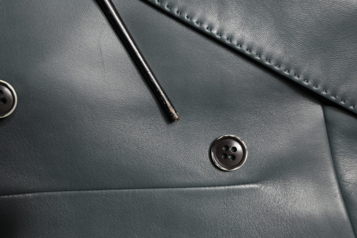 Dolce & Gabbana Black Leather Double Breasted 2Button Blazer