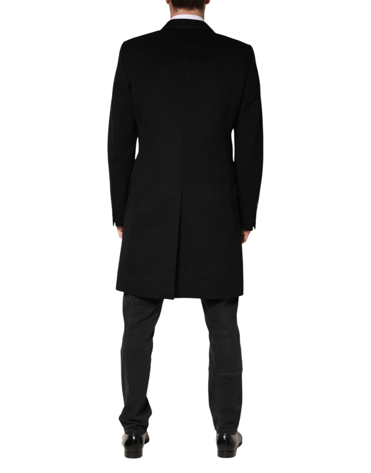Dolce & Gabbana Black Wool Double Breasted TrenchCoat Jacket