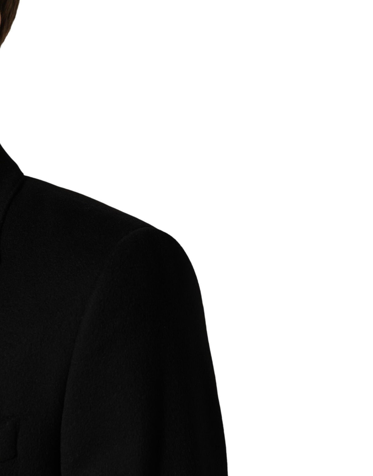 Dolce & Gabbana Black Wool Double Breasted TrenchCoat Jacket