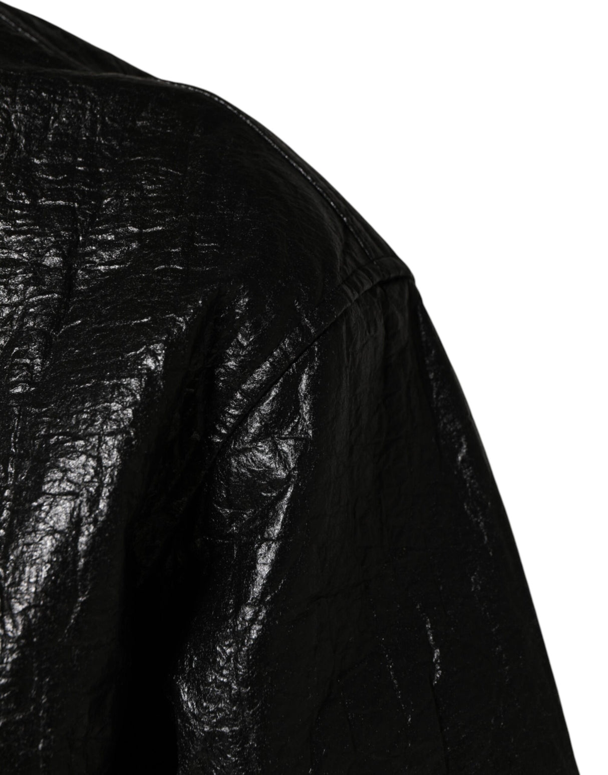 Dolce & Gabbana Black Cellulose Leather FullZip Biker Jacket