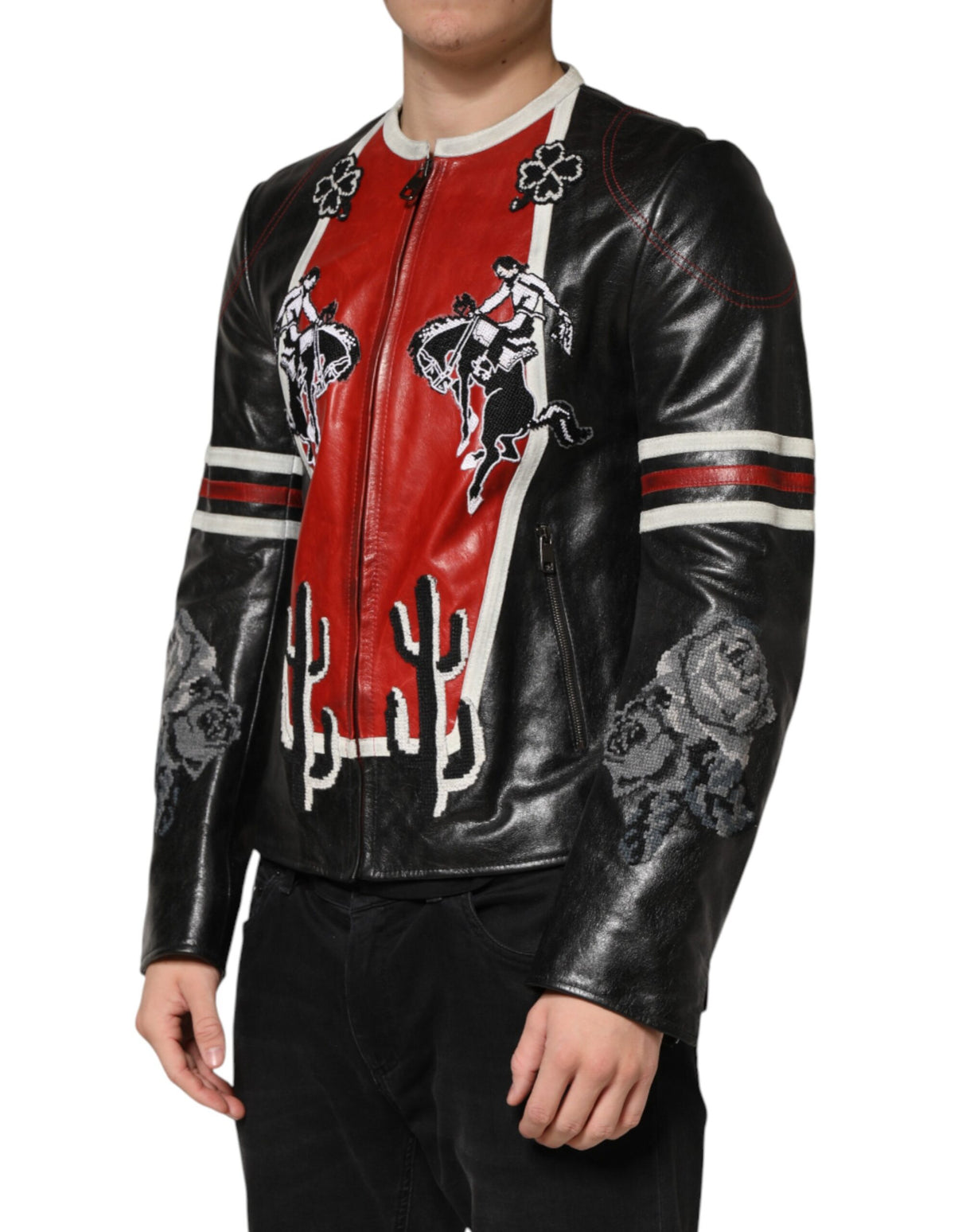 Dolce & Gabbana Multicolor Guns n' Roses Full Zip Men Biker Jacket