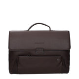 Piquadro Brown Leather Business And Laptop Bag