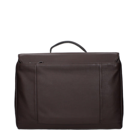 Piquadro Brown Leather Business And Laptop Bag