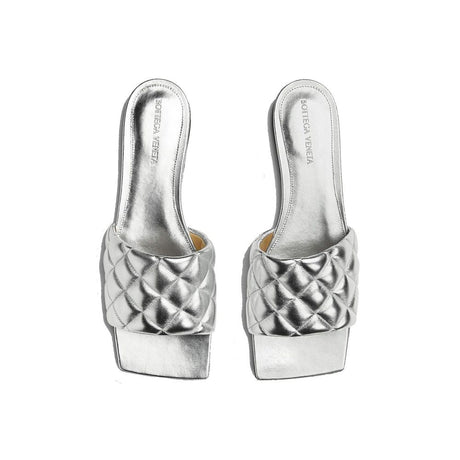 Bottega Veneta Silver Calfskin Flat Sandals