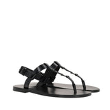 Saint Laurent Black Calfskin Strap-On Sandals