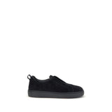 Santoni Black Calf Leather Bos Taurus Low Top Sneakers