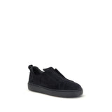 Santoni Black Calf Leather Bos Taurus Low Top Sneakers