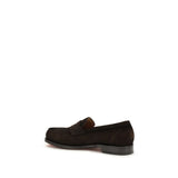 Santoni Brown Calf Leather Bos Taurus Slip-On Loafers