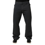 Just Cavalli Black Straight Fit Mid Waist Denim Trouser Jeans