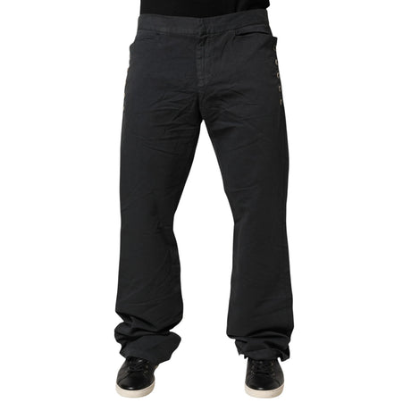 Just Cavalli Black Straight Fit Mid Waist Denim Trouser Jeans