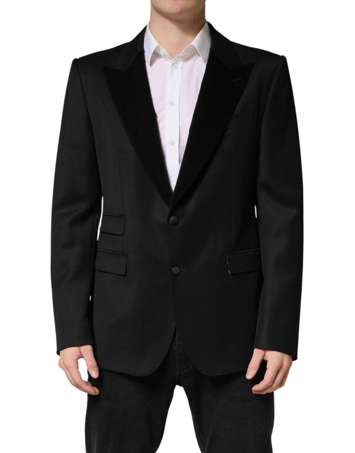 Dolce & Gabbana Black Wool Single Breasted Jacket Blazer