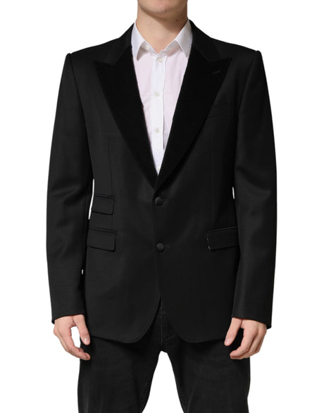 Dolce & Gabbana Black Wool Single Breasted Jacket Blazer